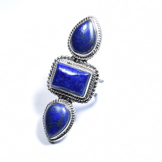 925 silver blue lapis lazuli three stone statement ring  Exporter