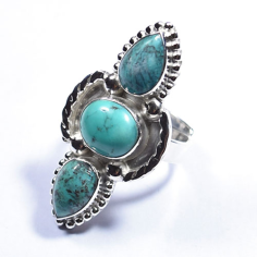 925 sterling silver blue Tibet turquoise Indian ring Exporter