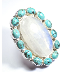 Silver genuine turquoise handmade statement ring Exporter