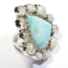 925 sterling silver larimar statement rings Exporter