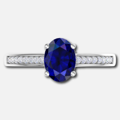 Centre Blue Oval Sapphire Hidden Halo Bridal Ring Supplier
