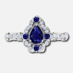 Pear-Shaped Blue Sapphire Centre Bridal Ring Supplier
