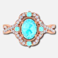 Oval Aquamarine in Center Bridal Ring Supplier