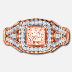 Morganite Centre Cushion Halo Vintage Bridal Ring Supplier