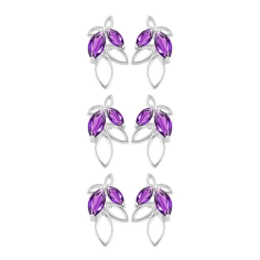 Amethyst Earring Stud 3 Pcs Set Manufacturer