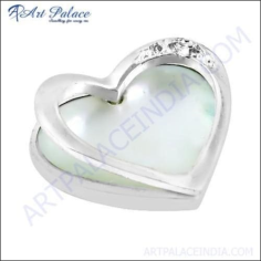 Unique Heart Style Pearl & Cz Gemstone Silver Pendant Supplier