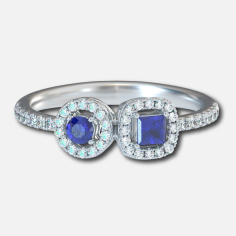 Blue Sapphire Round and Princess Cut Diamond Fashion Ring Supplier
