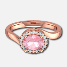 Oval shaped Morganite Bypass Fashion Ring Supplier