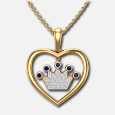 Princess cut diamond Blue Supphire Heart Pendant Exporter