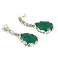 925 Sterling silver checker cut green onyx and cz traditional designer Exporter