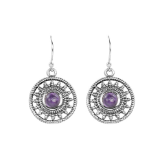 Ethnic designer 925 Sterling silver amethyst gemstone earring Exporter