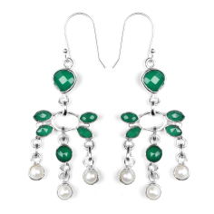 Charming Designer 925 Sterling Silver Onyx and Pearl Jhumka earrings Exporter