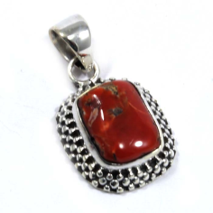 Sterling Silver With Coral Cabochon Gemstone Pendant Manufacturer