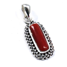 Sterling Silver With Coral Cabochon Gemstone Pendant Supplier