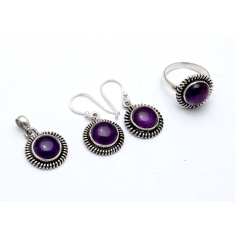 Sterling Silver With Amethyst Cabochon Gemstone Set Exporter