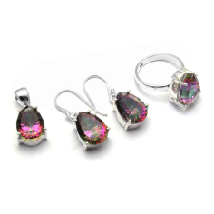 Sterling Silver With Mystic Quartz Cut Gemstone Set Supplier