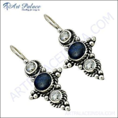 Famous Design CZ & Lapis Lazuli Silver Earring Supplier