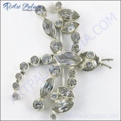 New Designer Butterfly Style Cz Silver Brooch Supplier