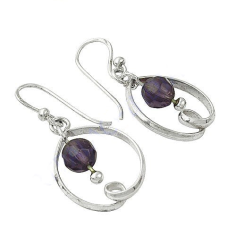 Fashionable African Amethyst 925 Silver Earring Casual Wear Light Weigh Exporter