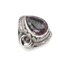 Sterling Silver With Mystic Cut Gemstone Ring Supplier