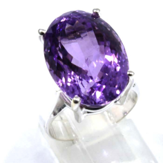 Sterling Silver With Amethyst Cut Gemstone Ring Supplier