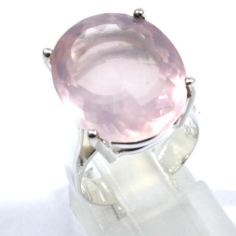 Sterling Silver With Rose Quartz Cut Gemstone Ring Supplier