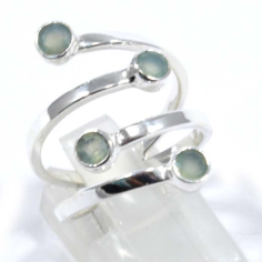 Sterling Silver With Aqua Chalcedony Cut Gemstone Ring Exporter