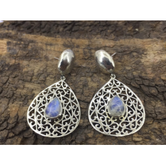 Hand Made 925 Sterling Silver Rainbow Moonstone Gemstone Earring Exporter