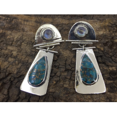 Hand Made 925 sterling silver moonstone Turquoise Gemstone Earring Supplier