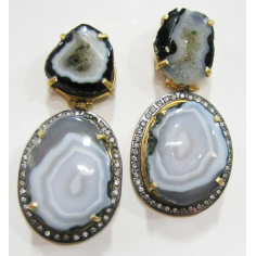 Amazing agate durzi gemstone gold plated dangle stud earring Supplier