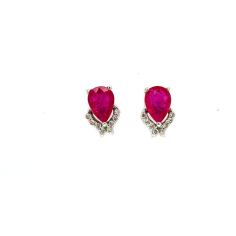 Ruby and Diamond Earring in 14K White Gold Supplier