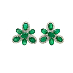 Emerald and Diamond Earring in 18K White Gold Supplier