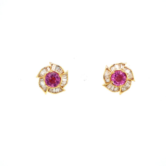 Pink Sapphire and Diamond Earrings in 14K Yellow Gold Supplier