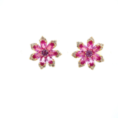 Pink Sapphire and Diamond Earrings in 14K Yellow Gold Manufacturer