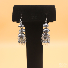 TRIPLE CHANDELIER JHUMKI SILVER EARRINGS WITH OXIDIZED POLISH SUPPLIER