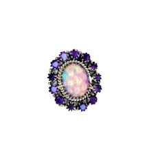 Aurora Opal and Amethyst Ring 925 Sterling Silver Supplier