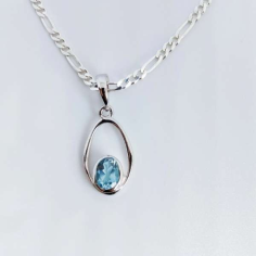 Blue Topaz Pendant 925 Sterling Silver Wholesaler