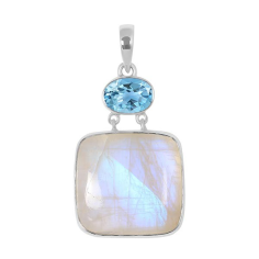 SILVER PENDANT WITH MOONSTONE & BLUE TOPAZ GEMSTONE SUPPLIER