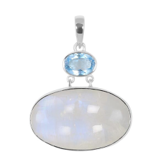 SILVER PENDANT WITH MOONSTONE & BLUE TOPAZ GEMSTONE EXPORTER