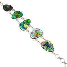 Adjustable Length Silver Jewelry Dichroic Glass Bracelet  Supplier