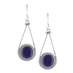 925 Sterling Silver Round Blue Lapis Gemstone Earrings Exporter