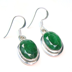 925 Sterling Silver Genuine Emerald Earrings Silver Drop Earrings supplier