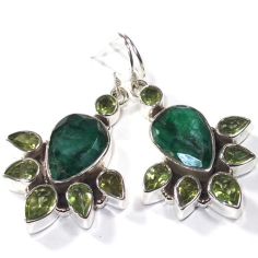 Emerald Earring 925 Sterling Silver Indian Jewelry Supplier