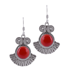 Red coral silver 925 earrings supplier