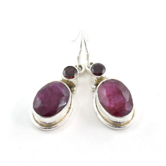 Pure silver red quartz party wear earrings jewelry for girls supplier