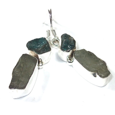 Aquamarine 925 Silver Jewelry Natural Rough Stone Earrings supplier