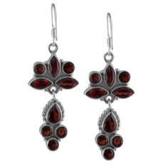 New Garnet Gemstone 925 Sterling Silver Jewelry Dangle Earrings Supplier