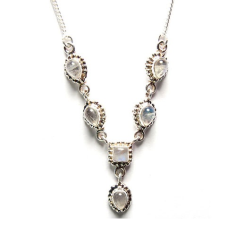 Rainbow Moonstone Silver Necklace Supplier