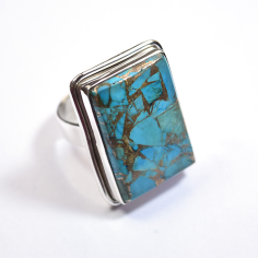 Blue Copper Turquoise gemstones Indian silver tibet turquoise rings Exporter