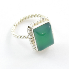 925 Sterling Silver Green Onyx Gemstone Ring Supplier